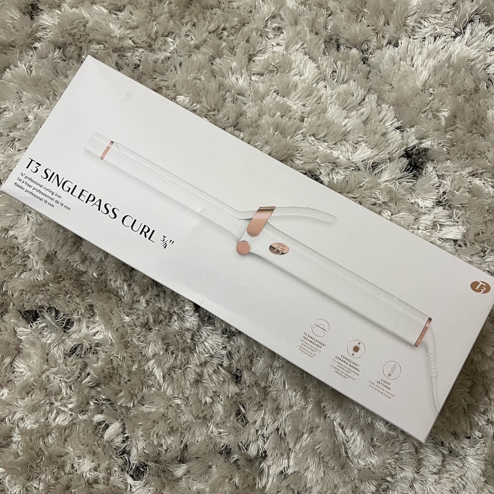 T3 single pass curl White 3/4"  curling iron